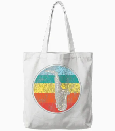 Saxophone Retro Vintage Tote Bags - White