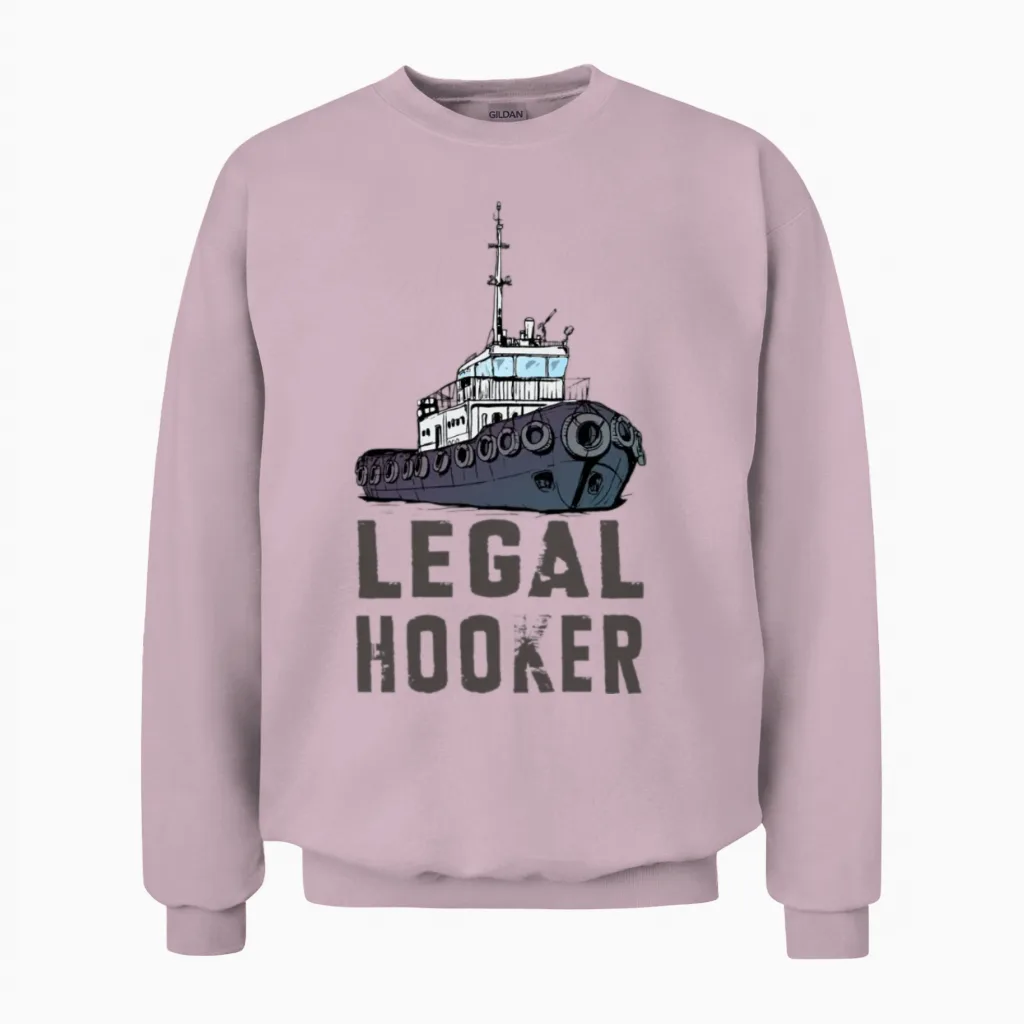 Funny Tugboat Gift for Towboaters Unisex Sweatshirt in Light Pink