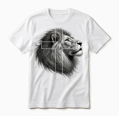 Jesus Lion of Judah Christian Cross Unisex T-Shirt - White