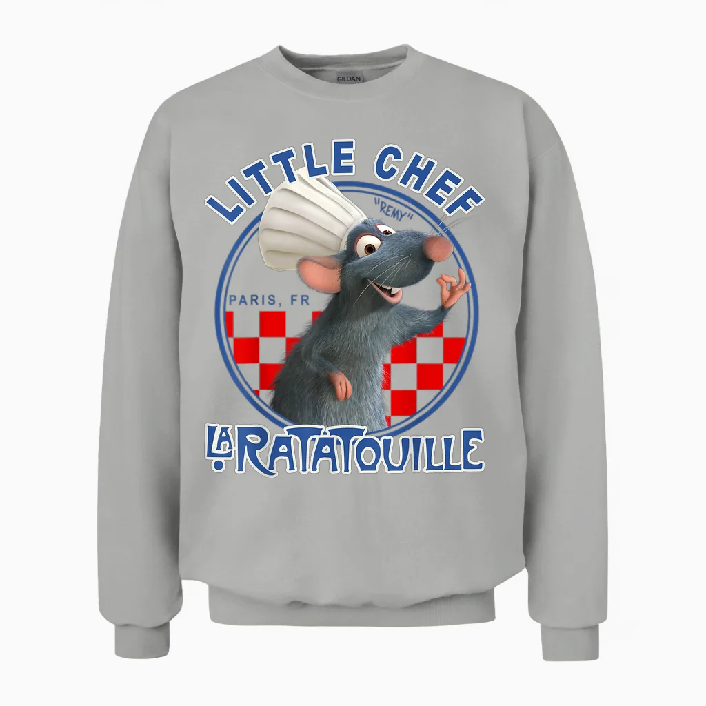 Disney Pixar Ratatouille Remy Little Chef Graphic T-Shirt, Black, S Unisex Sweatshirt in Ash