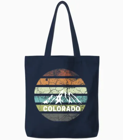 Retro Colorado Tote Bags - Navy