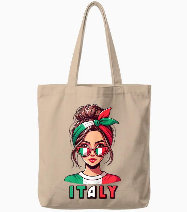 Italy Italian Girls Italia Girls Cute Women Children Mum Wife T-Shirt, White Tote Bags in Natural