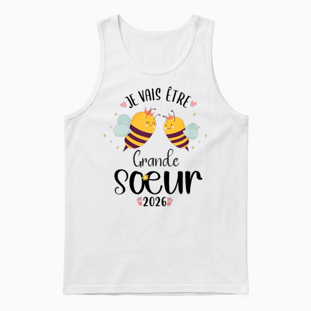 Child Future Big Sister 2026 Je Vais Etre Grande Soeur Unisex Tank Top in White
