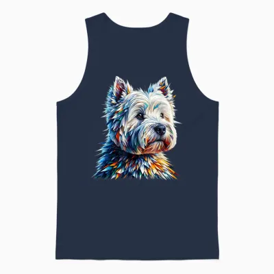 Polygon Art West Highland White Terrier Westie T-Shirt, Black, S Unisex Tank Top - Navy