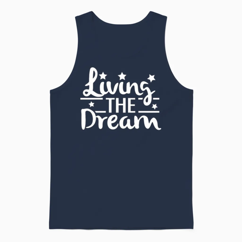 Funny Living the Dream Unisex Tank Top in Navy
