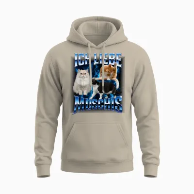 Katzen Meme Ich Liebe Muschis Lustiges Retro Unisex Hoodie - Sand