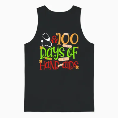 Funny 100 Days of Hand Aids,happy Nurse 100th Unisex Tank Top - Black