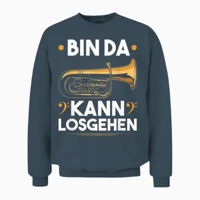 Bin Da Kann Losgehen, Funny Blow Music Bass Tubist B Tuba T-Shirt, Black, S Unisex Sweatshirt - Dark Heather