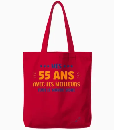 Humour 55 Years to Sign Signature Birthday 55 Years T-Shirt, White, S Tote Bags - Red