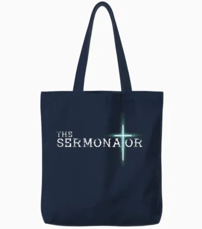 The Sermonator Pastor Appreciation Christian Cross Tote Bags - Navy