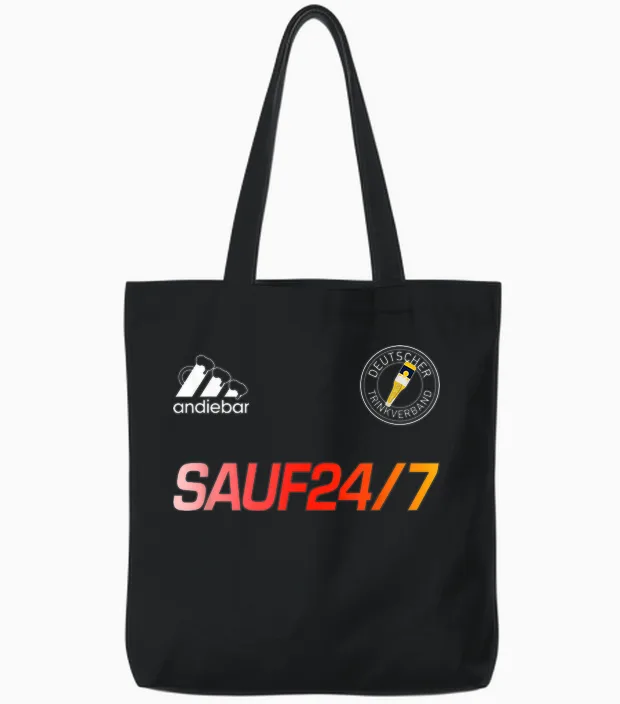 Sauf 24/7 β Soft Jersey X Malle Germany Beer Tote Bags in Black