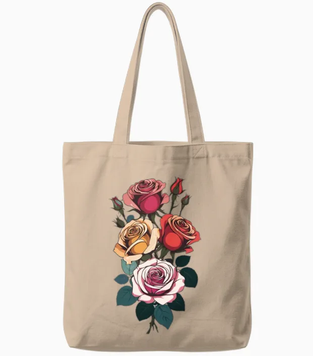 Vintage Rose Bouquet - Floral & Botanical Tote Bags in Natural