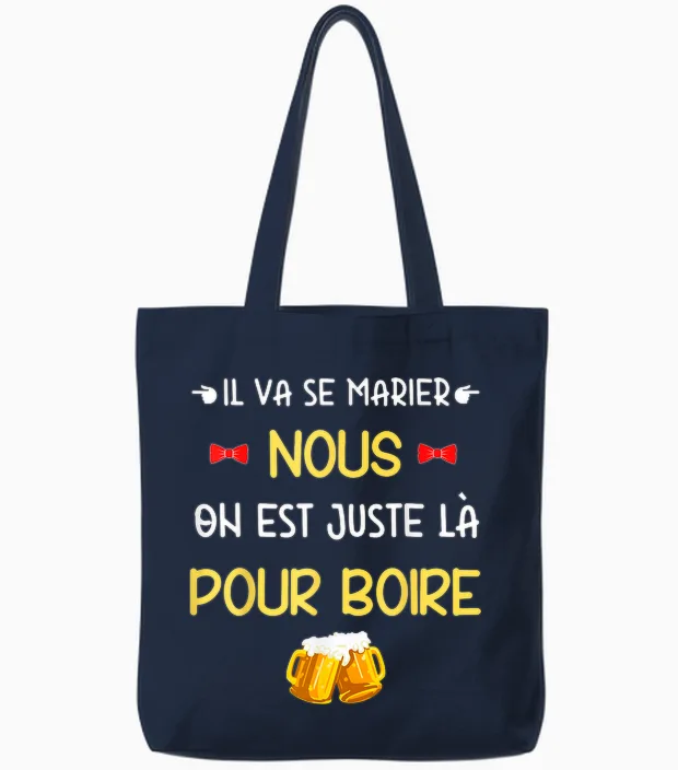 Evg Humour – He Gets Married, We Drink! Tote Bags in Navy