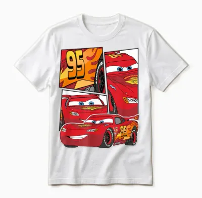 Pixar Cars Lightning Mcqueen Grid Unisex T-Shirt - White