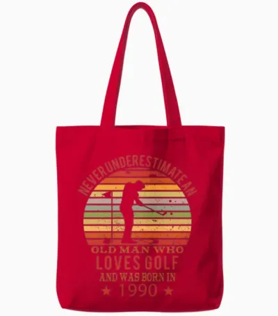 Golfing Golfplayers Vintage 1990 Birthday Tote Bags - Red