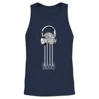 Brained Bass Guitar Unisex Tank Top - Navy – 2