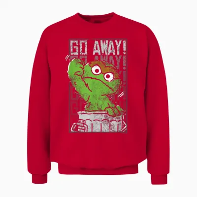 Sesame Street Oscar the Grouch Go Away Unisex Sweatshirt - Red