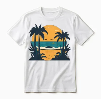 Retro Beach Design Unisex T-Shirt - White
