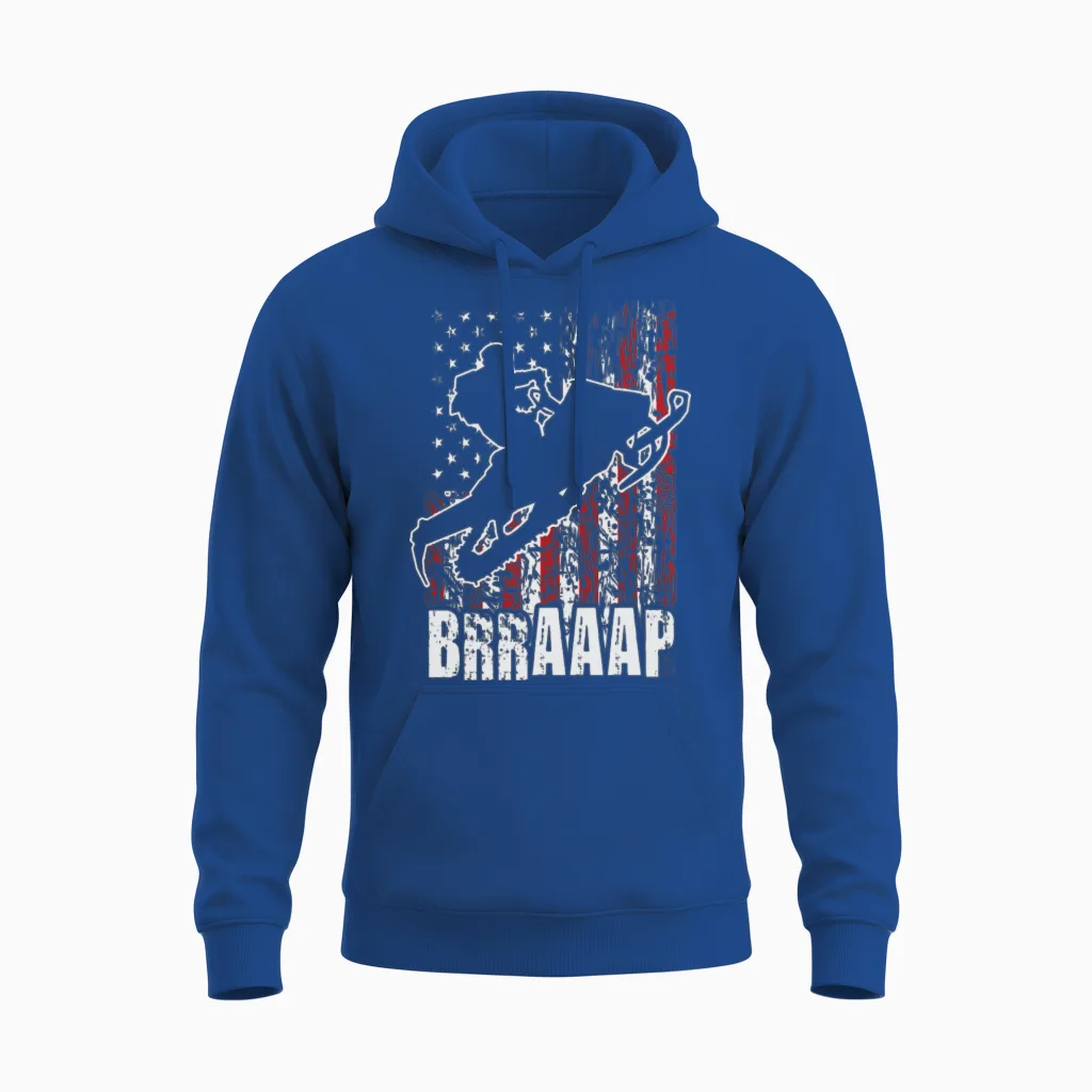 Snowmobile Riding Usa Patriotic & 4th of July Gift Unisex Hoodie in Royal