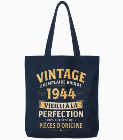 Birthday Gift 82 Years Humor Vintage 1944 82 Years Man Tote Bags - Navy