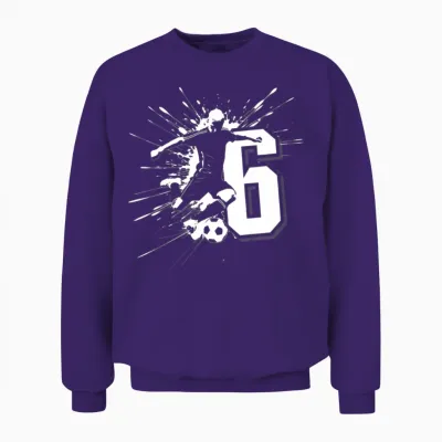 6th Birthday 6 Years Soccer Football Player Unisex Sweatshirt - Purple
