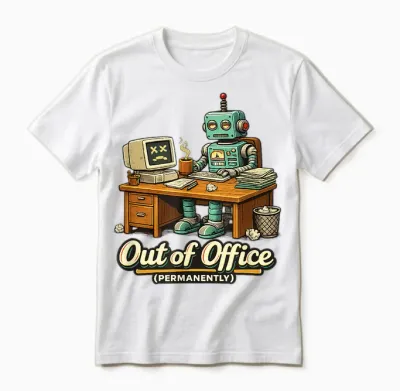 Hors Du Bureau Humour De Travail Robot Ia Drôle Permanent Unisex T-Shirt - White