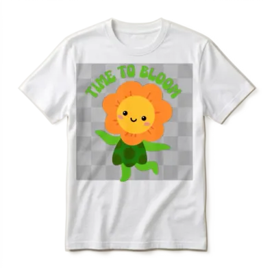 Time to Bloom: Floral Print Design Unisex T-Shirt - White
