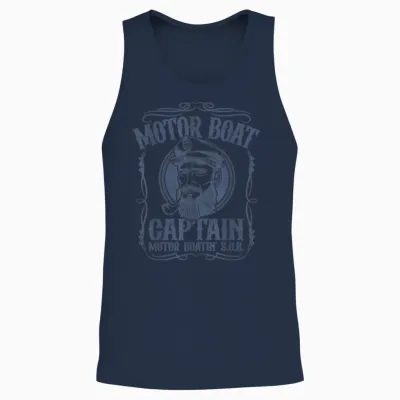 Motor Boat Captain Funny Pontoon Boating Motor Boatin Lake Unisex Tank Top - Navy
