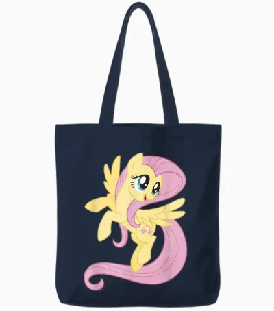 My Little Pony: Friendship Is Magic Big Fluttershy Portrait T-Shirt, Blue Tote Bags - Navy