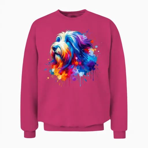Splash Art Bearded Collie Highland Collies Unisex Sweatshirt - Heliconia