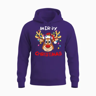Merry Christmas Reindeer Xmas Family Men Women Unisex Hoodie - Purple
