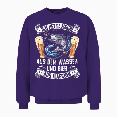 Ich Rette Fische Aus Dem Wasser Hecht Man Carp Fishing Unisex Sweatshirt - Purple