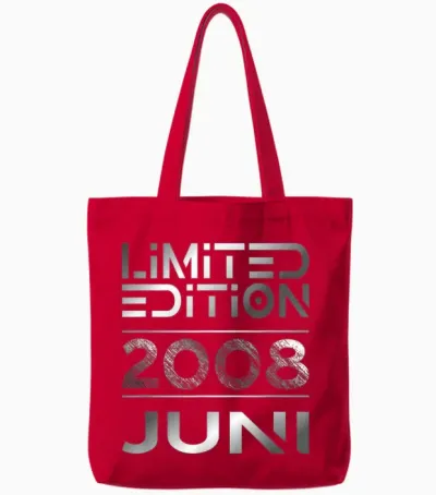 Limited Edition Juni 2008 Junge Mädchen 18. Geburtstag Tote Bags - Red