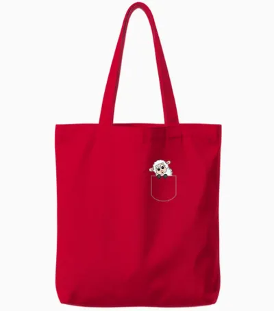 Funny Sheep Pocket Gift Tote Bags - Red