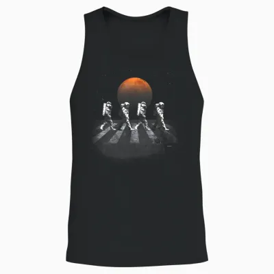 Astronauts in Walking in Space Occupy Mars Unisex Tank Top - Black