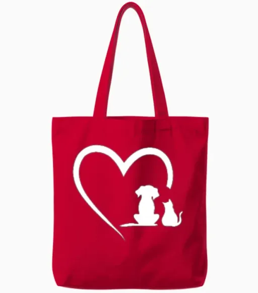 Dog Puppy Dog Cat Heart Dog Lover - Dog & Cat Tote Bags - Red