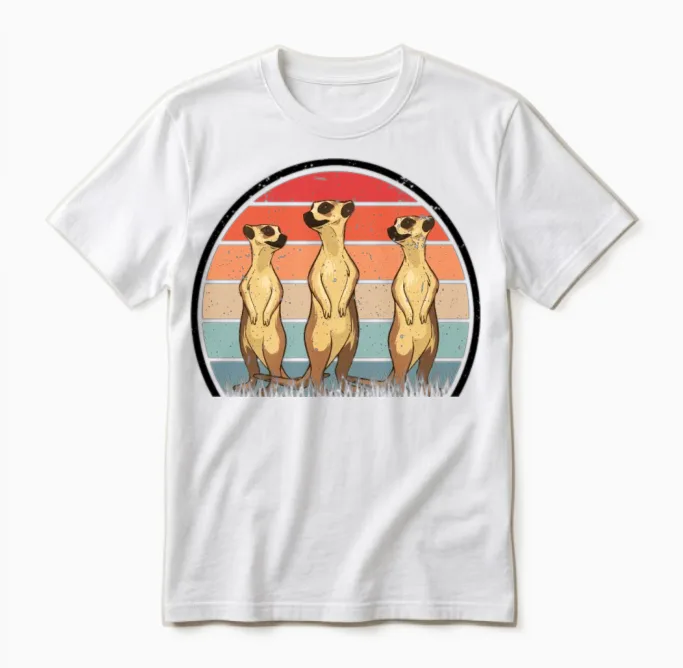Meerkat Vintage Retro Unisex T-Shirt - White