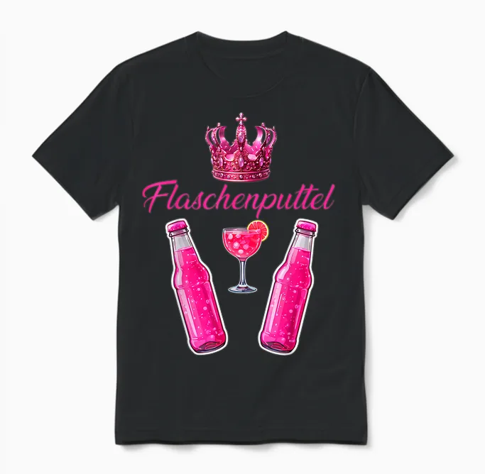 Bottle Puttel Jga Party Carnival Malle Outfit Drinking T-Shirt, Black, S Unisex T-Shirt in Black