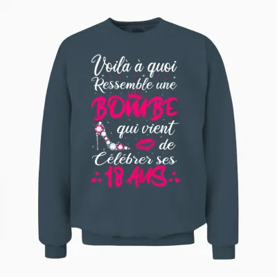 Birthday 18 Year Old Girl Bomb Gift Humor Funny Party Unisex Sweatshirt - Dark Heather