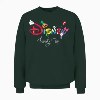 Disney Mickey & Friends Character Letters Disney Family Trip Unisex Sweatshirt - Forest