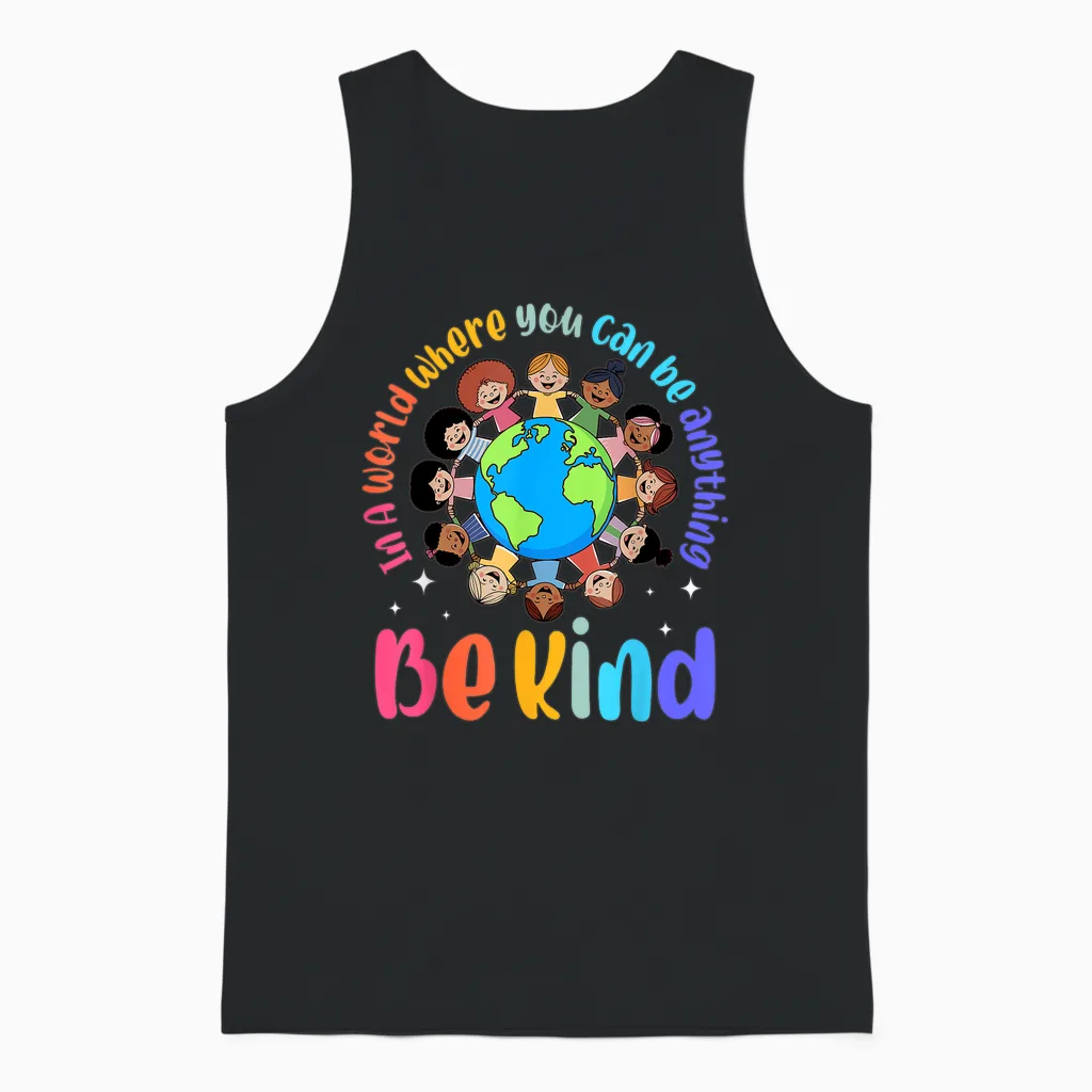 In a World Be Kind Positive Kids Choose Kindness Teachers Unisex Tank Top in Black