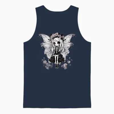 Skeleton Fairy Anime Goth Kawaii Unisex Tank Top - Navy