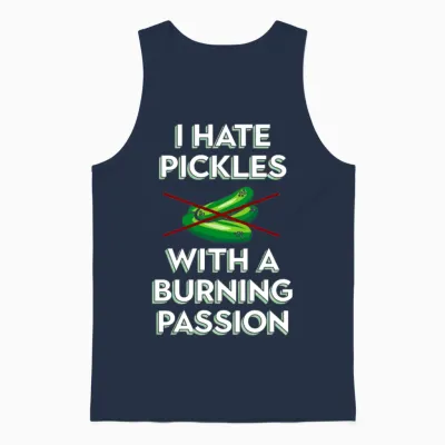 I Hate Pickles with a Burning Passion Anti Vegan M Unisex Tank Top - Navy