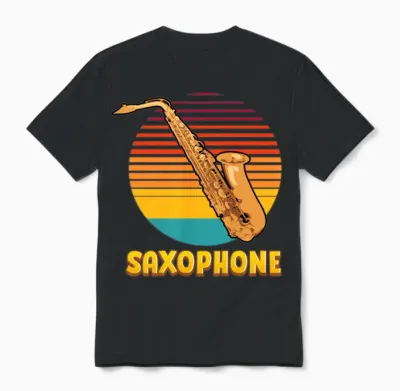 Retro Saxophone Unisex T-Shirt - Black