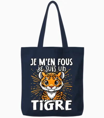 Je M'en Fous Je Suis Un Tigre - Cute Tiger T-Shirt, Black, S Tote Bags - Navy