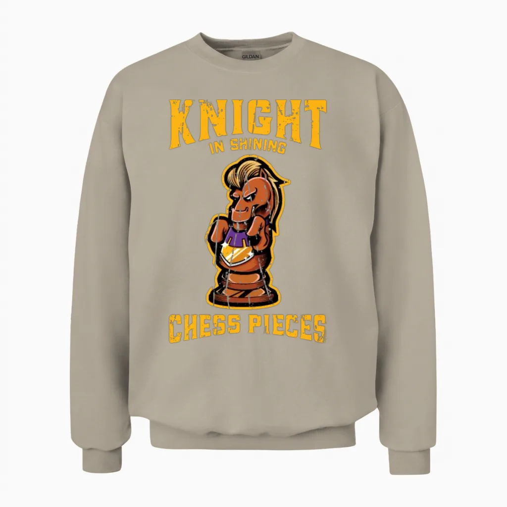 Knight in Shining Chess Pieces - Chess Unisex Sweatshirt in Sand
