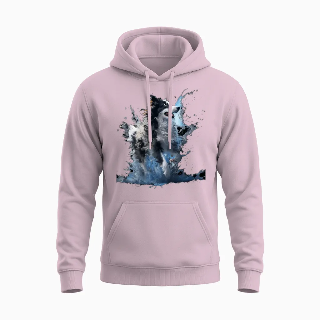 Dog Dock Diving Dock Jumping Swimming Unisex Hoodie in Light Pink