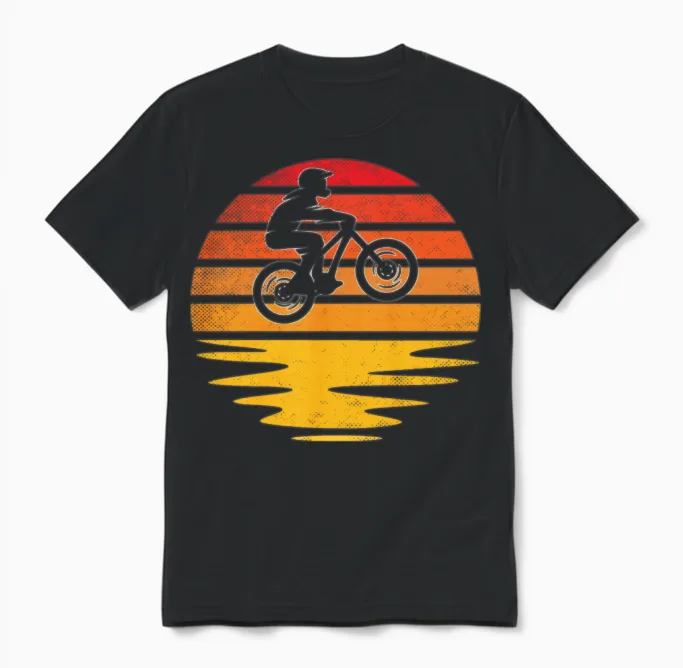 Mountainbike Retro Unisex T-Shirt in Black