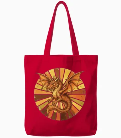 Solar Dragon Sunset Circle Tote Bags - Red