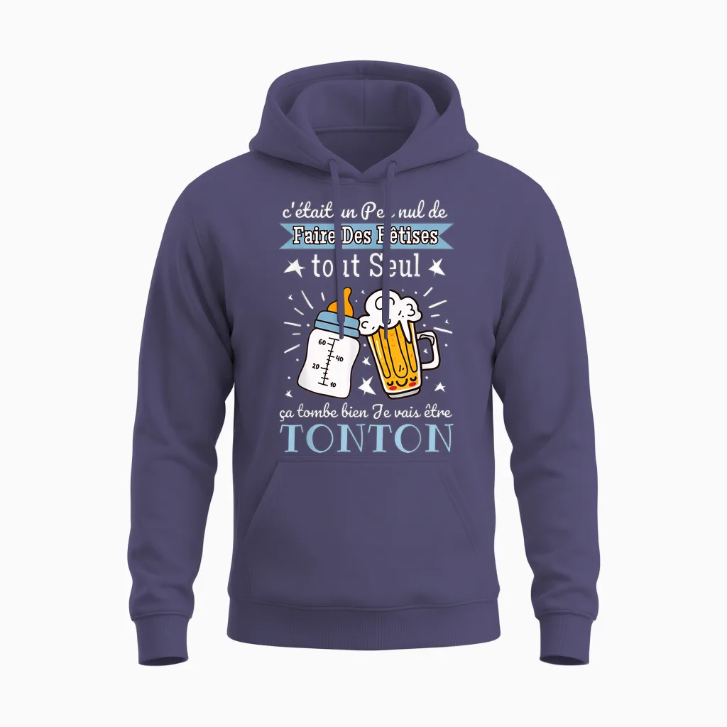 Man Gift Announcement Pregnancy Tonton Future Tonton 2025 Unisex Hoodie in Heather Sport Dark Navy